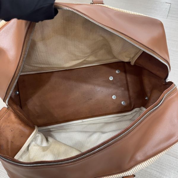 Hermès 棕色拼接旅行箱包 