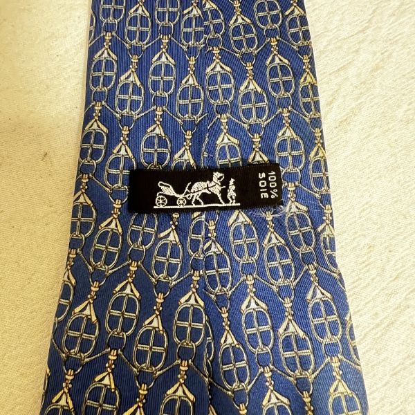 Hermès 藍色鏈條領帶（中古） 