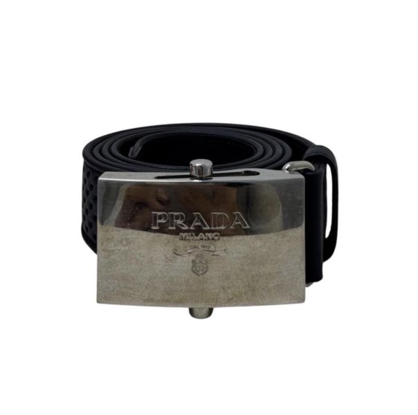 Prada 銀頭 洞洞皮革 皮帶 腰帶 