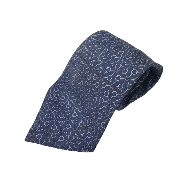 Hermes 藍 領帶 領結 絲綢（中古） 