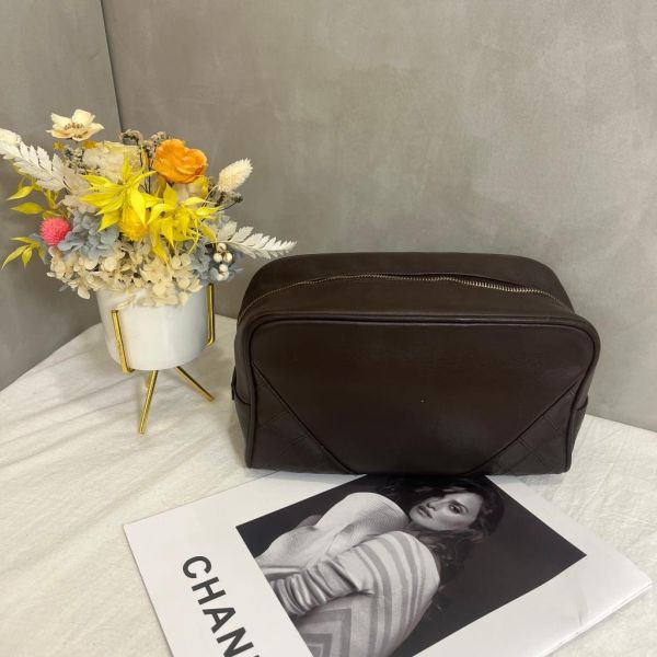 CHANEL 復古魚子醬皮革化妝包 