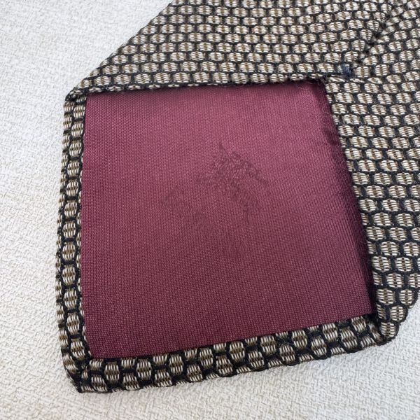 Burberry 棕紅 網格小刺繡 領帶 領結 （中古） 