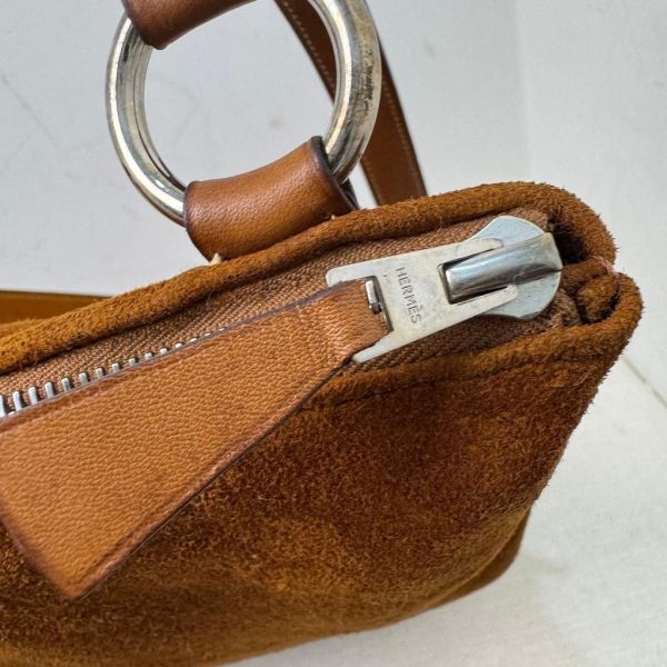 Hermes 麂皮拼皮革托特包 