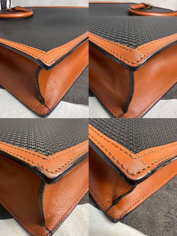 Bally 復古浮雕B黑棕雙色皮革手提包Tote Bag /公事包* 