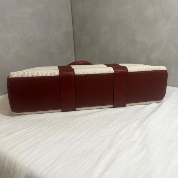 Hermès 皮革帆布手提包 
