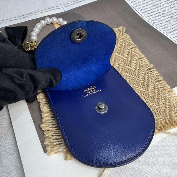 Hermès 迷你藍零錢包 
