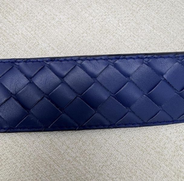 Bottega Veneta 銀頭 藍編織 皮帶 腰帶 