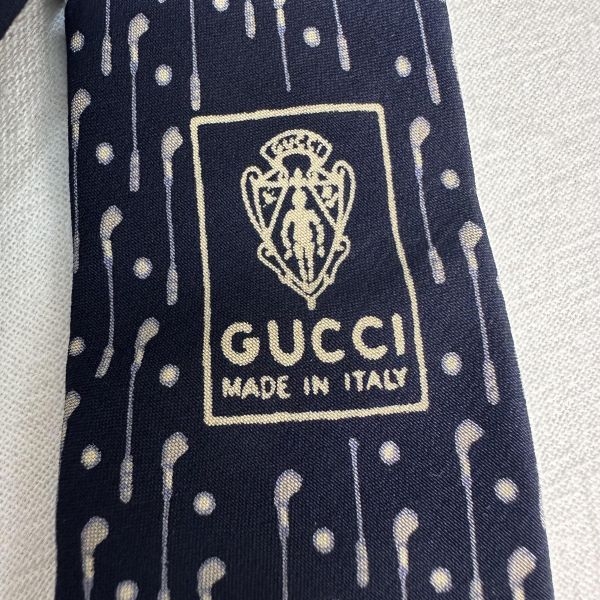 Gucci 藏青色高爾夫球桿圖案領帶 領結 絲綢（中古） 