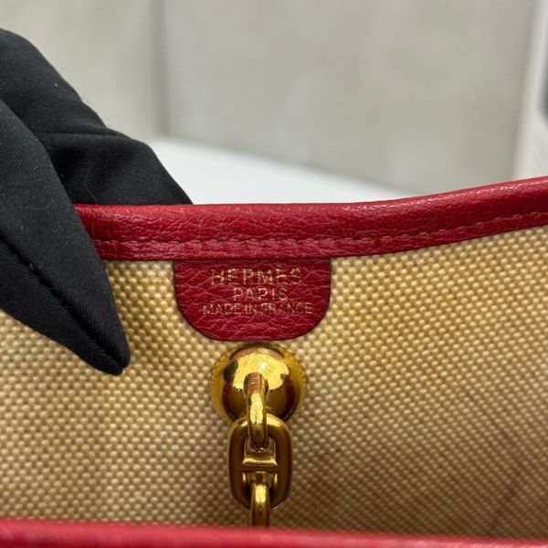 Hermès Vespa 紅色帆布拼接包 