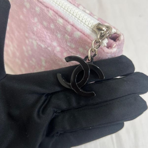 Chanel 粉色毛絨 化妝包 
