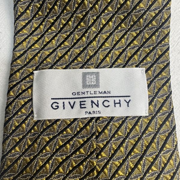 GIVENCHY 紀梵希 黑金菱格織紋領帶 領結 絲綢（中古） 