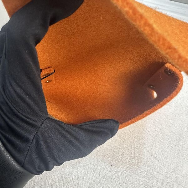 HERMES 中古Etui Cartes GM 橘色毛氈撲克牌套 多功能收納盒 