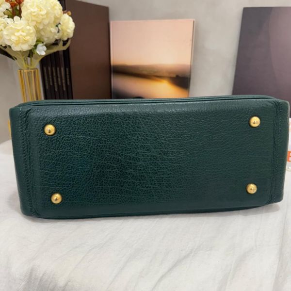 Hermès 墨綠山羊皮肩背包 