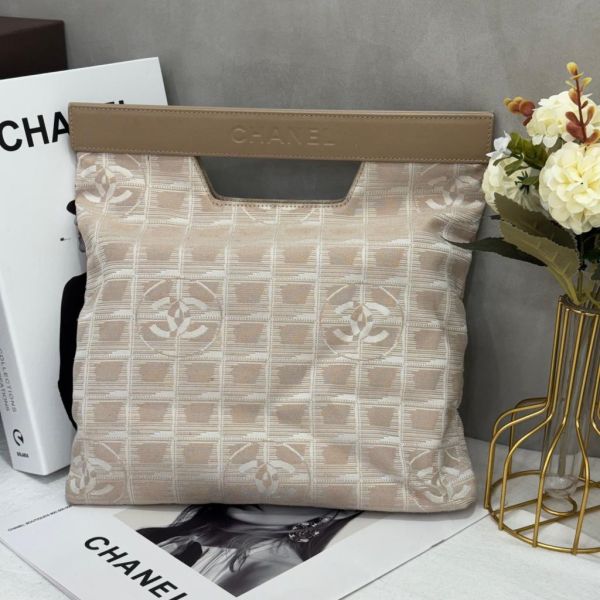 CHANEL 奶茶色冰磚手提包 