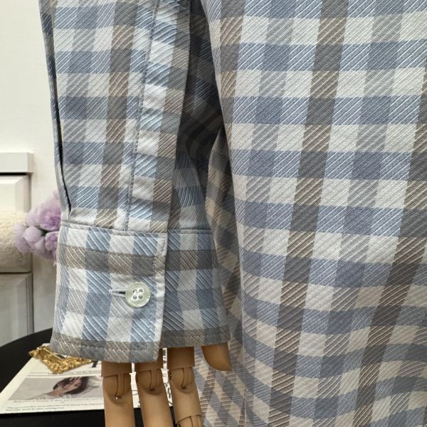 Dior 藍灰格紋襯衫 