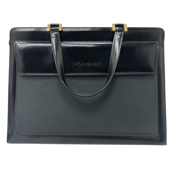 YSL 聖羅蘭 黑色皮革托特包 