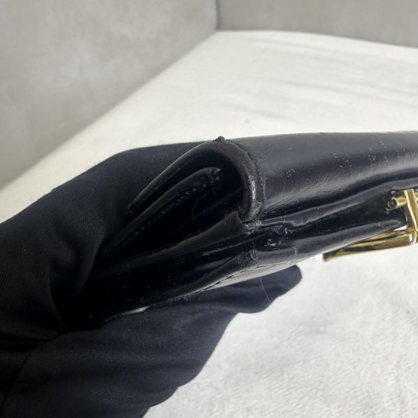 GUCCI 中古 黑色金扣G LOGO 短夾 