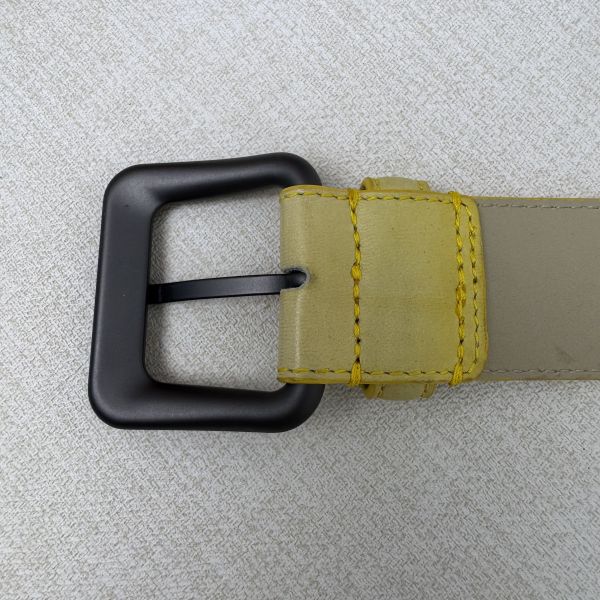 Bottega Venetia 黃 編織銀頭 皮帶 腰帶 