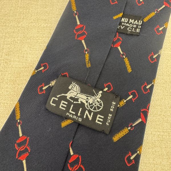CELINE 藍 多圖 領帶 領結 絲綢（中古） 