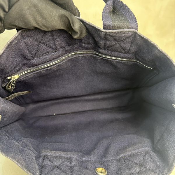 Hermès 中古紫拼黑小號帆布手袋 