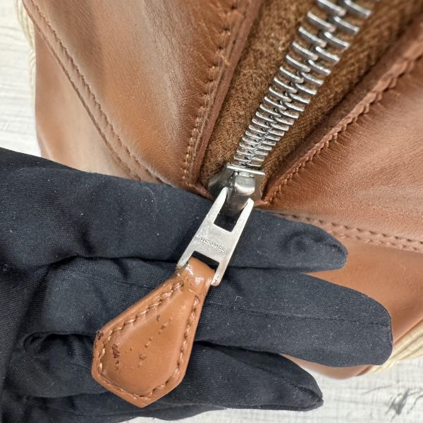 Hermès 棕色拼接旅行箱包 