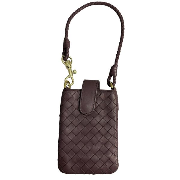 Bottega Veneta 紫色編織小羊皮手機包 
