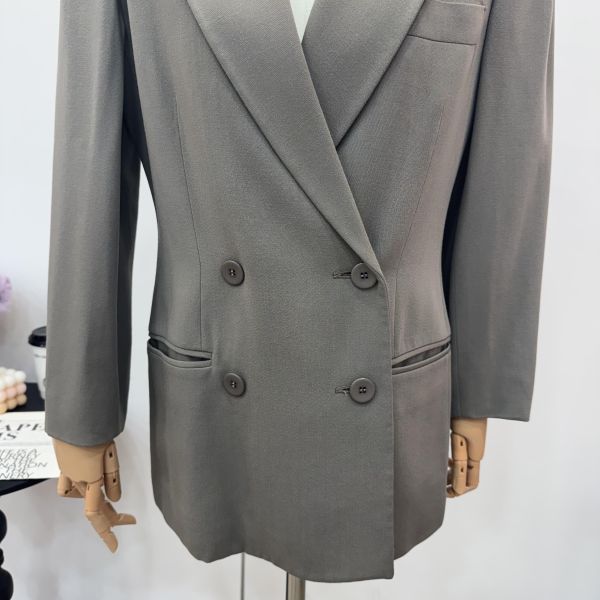 Emporio Armani灰色雙排扣女士西裝外套 