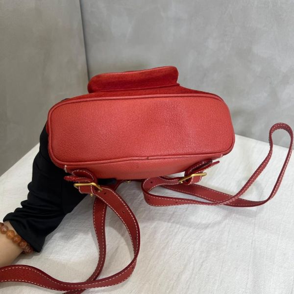 Gucci 竹子絨面紅後背包 