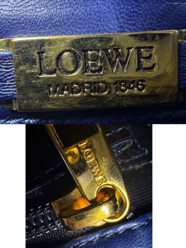 Loewe (羅威) Vintage 電光藍牛皮金扣肩背包* 