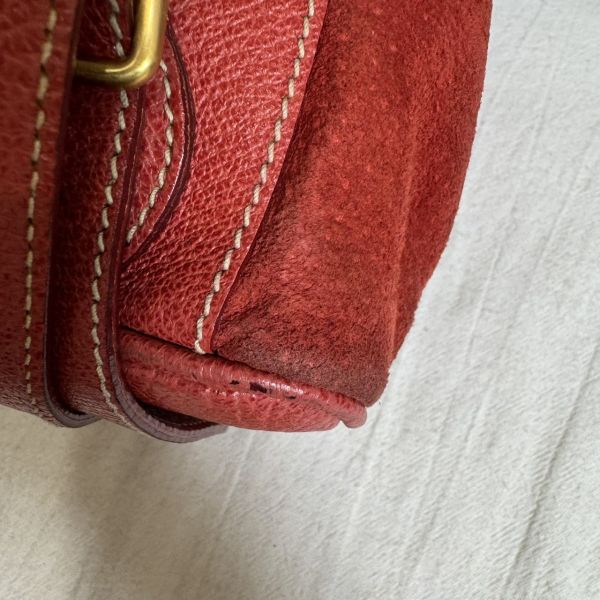Gucci 竹子大絨面紅後背包 