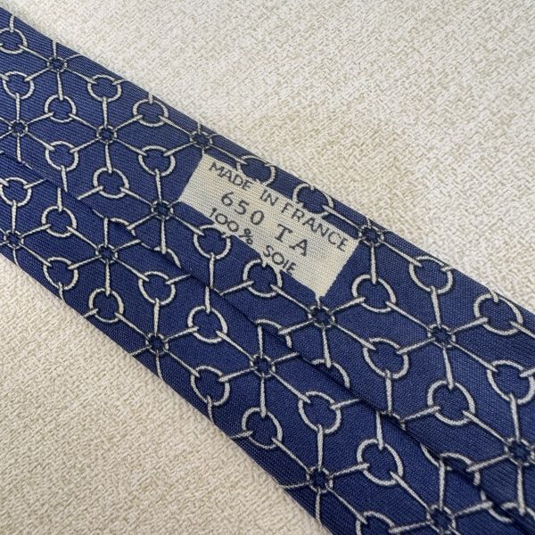Hermes 藍 領帶 領結 絲綢（中古） 
