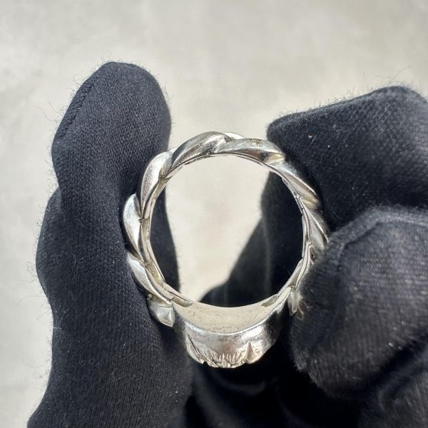 Versace 中古女王頭麻花卷銀飾戒指 