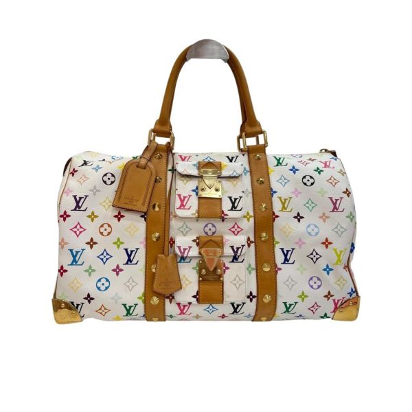 LV 村上隆白三彩 keepall 45 旅行包 