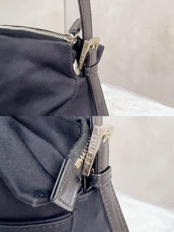 Fendi Mamma Baguette 黑色帆布肩背包 