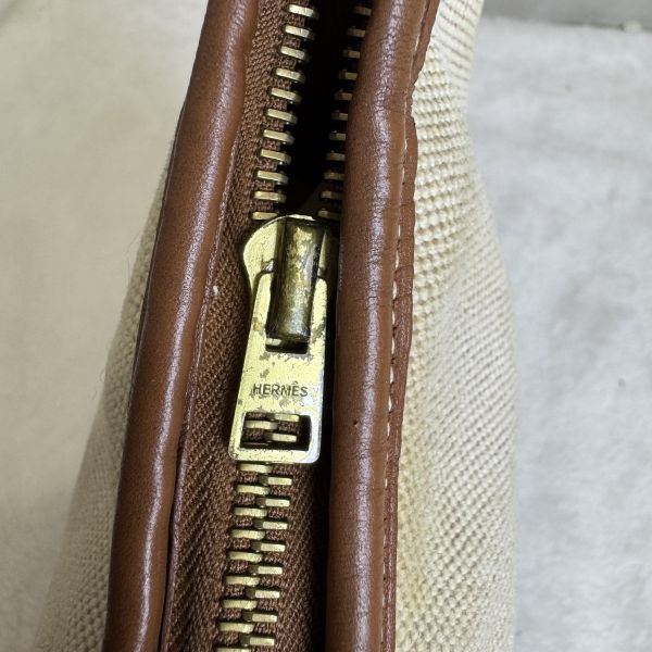 Hermès Trim 31金棕金釦拼帆布 