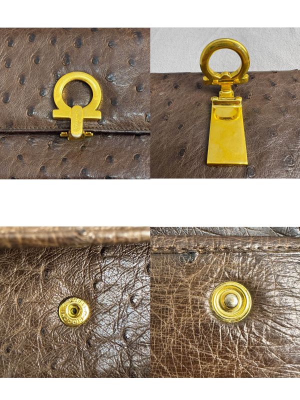 Ferragamo 菲拉格慕 深棕色鴕鳥皮 