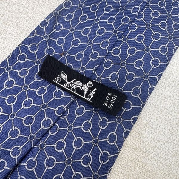 Hermes 藍 領帶 領結 絲綢（中古） 