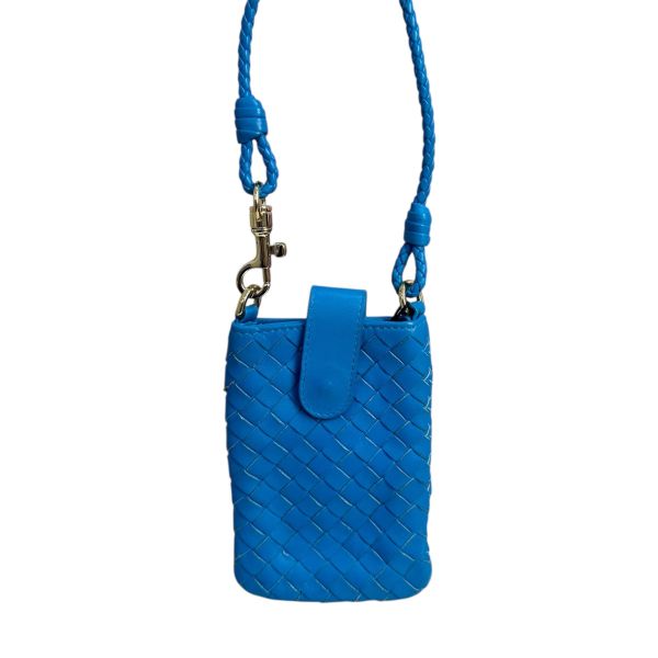 Bottega Veneta 中古藍色小編織多功能手機包 