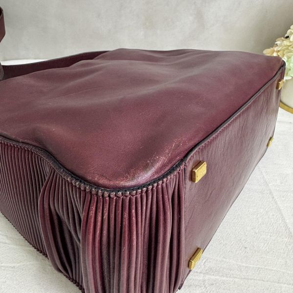 Celine 酒紅色單肩包 