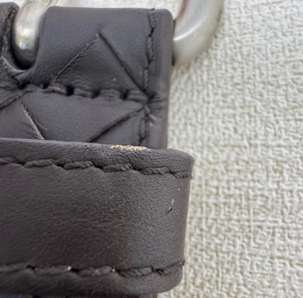 Bottega Venetia 深咖 銀頭編織 皮帶 腰帶 