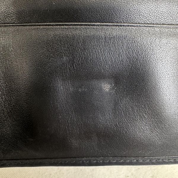 Gucci 中古黑色馬銜扣老花領錢袋短夾 