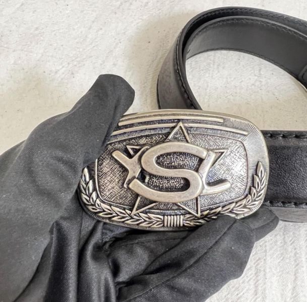 YSL 五角星月桂葉環繞 皮帶 