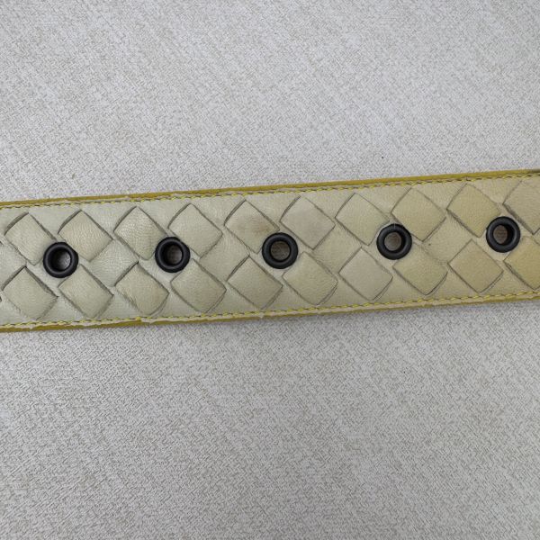 Bottega Venetia 黃 編織銀頭 皮帶 腰帶 