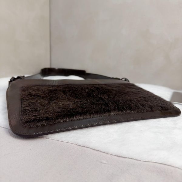 Celine 皮革拼馬毛 復古肩背包 