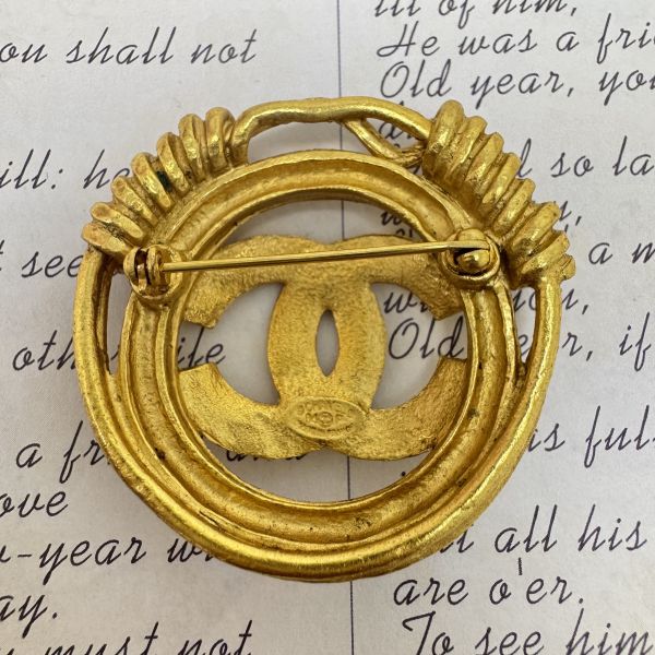 Chanel 金色復古圓形雙C 胸針 