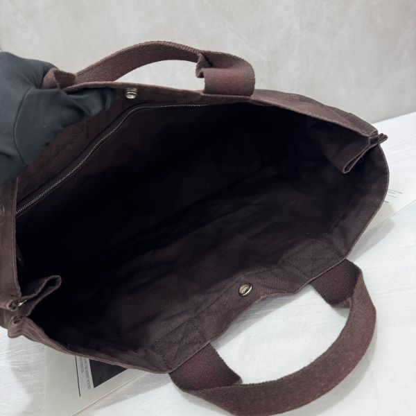 Hermès 帆布拼皮革手提包 