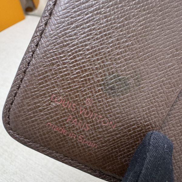 Louis Vuitton 棋盤格拉鏈零錢包兩折短夾 
