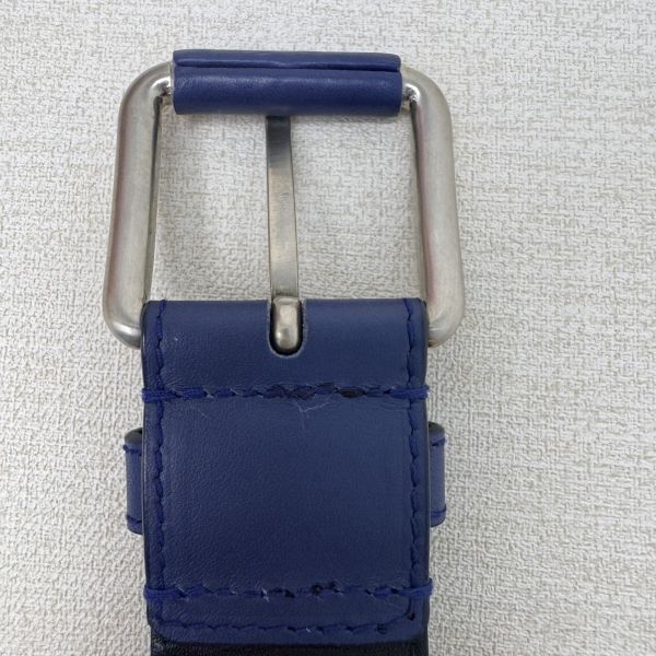 Bottega Veneta 銀頭 藍編織 皮帶 腰帶 