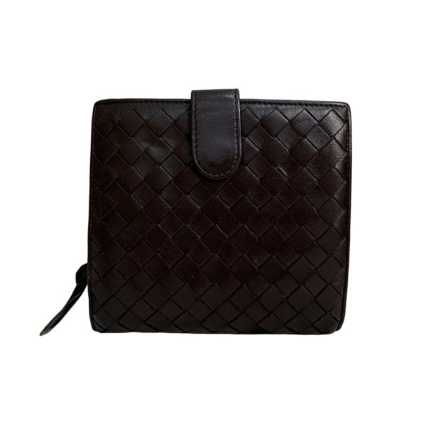 Bottega Veneta Intrecciato 編織黑色羊皮錢包 