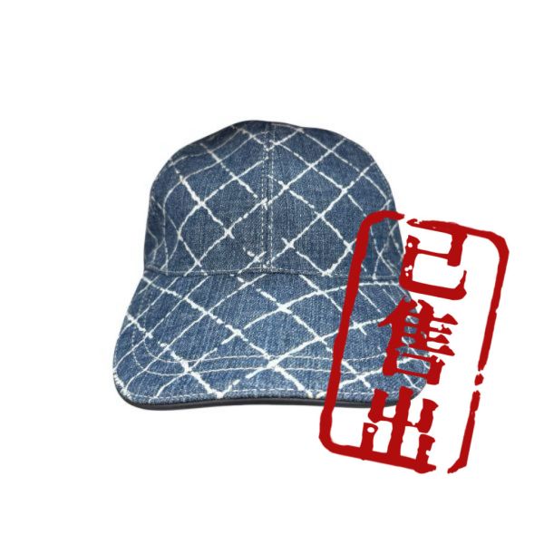 Chanel 藍色牛仔菱格紋 棒球帽 